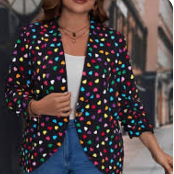 PLUS SIZE little colorful hearts blazer - Picture 1 of 2